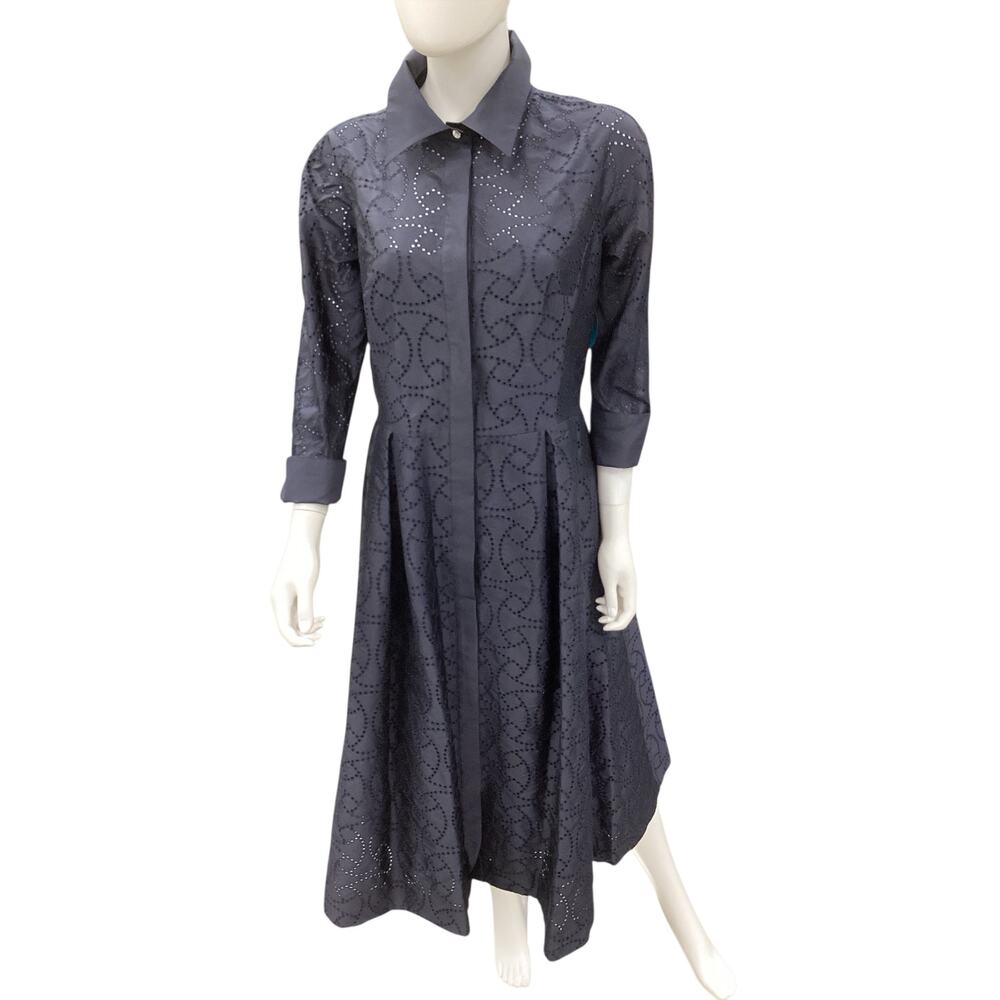Teri Jon By Rickie Freeman Dress Women’s SZ12 Eyelet Well Structured Button Down